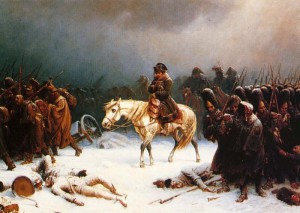 Viktor Cherevin keeps a giant painting to Napoleon's defeat in Moscow, symbolizing his intense pride in Russia, and his desire for Russia to triumph over military enemies.